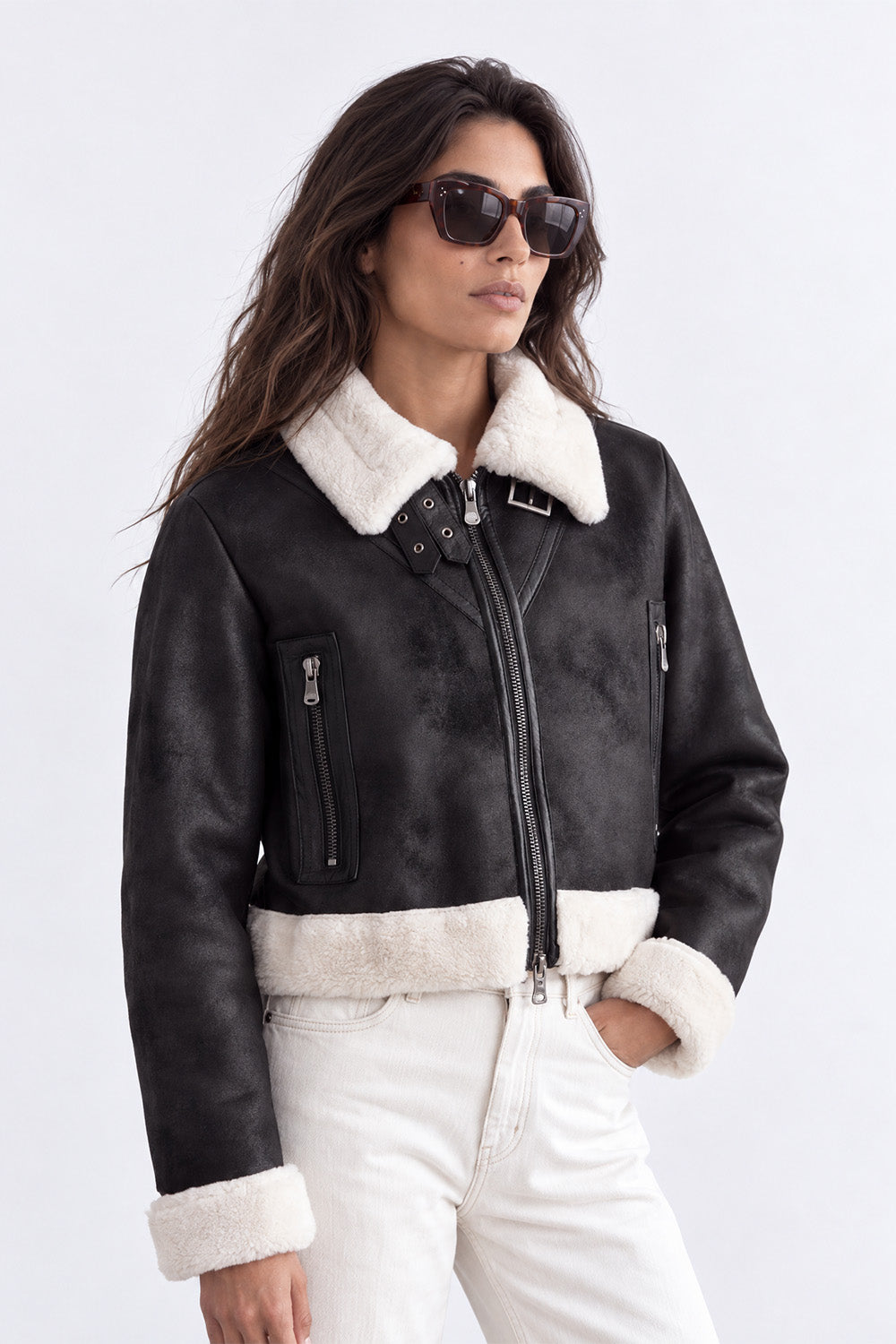 Ginevra Black Shearling Style  woman Barone firenze - 1