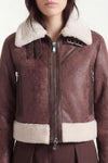 Ginevra Dark Brown Shearling Style woman Barone firenze - 6