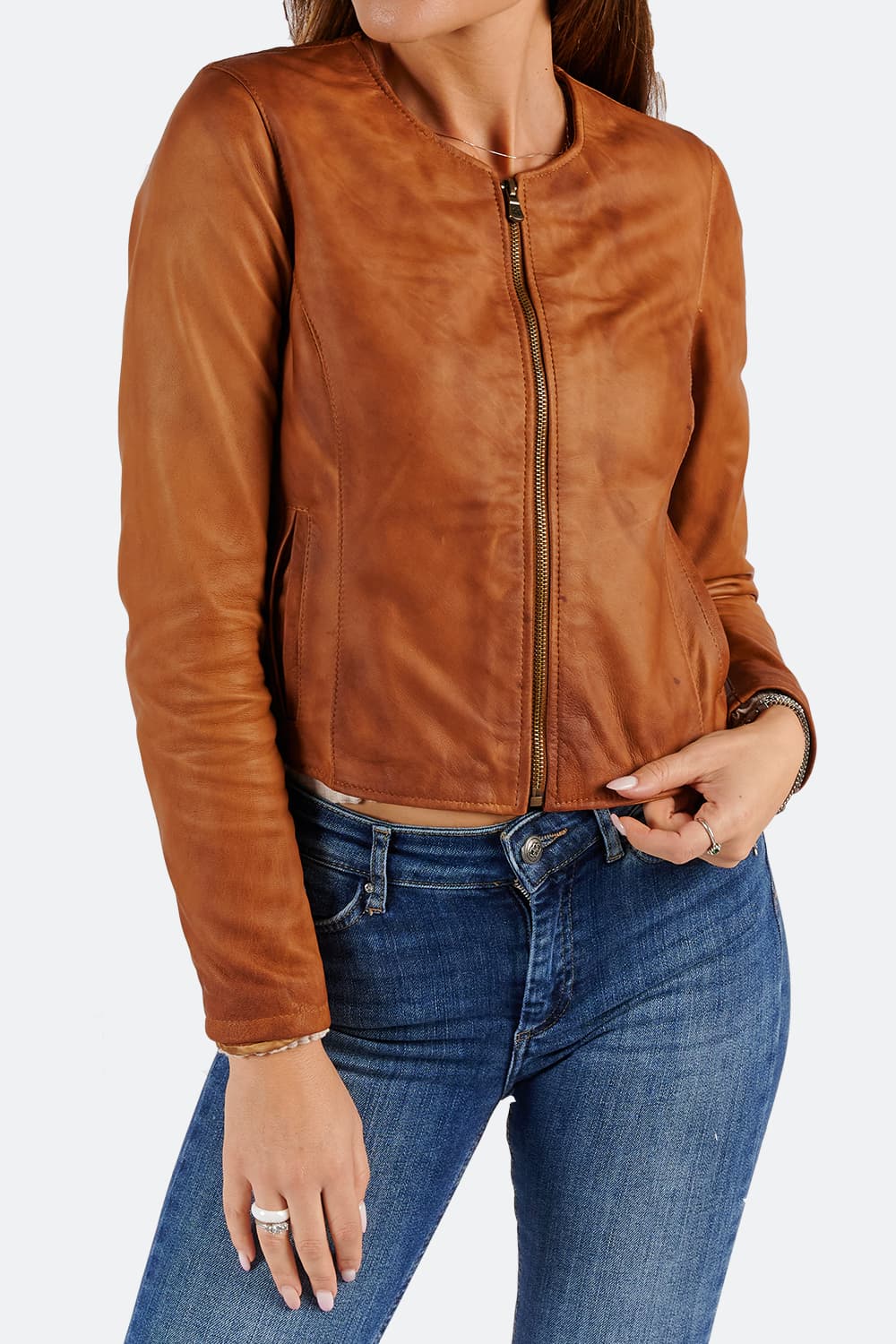 Irene Corto Gold Vintage giacca donna 100% vera pelle Made in Italy - Barone Firenze