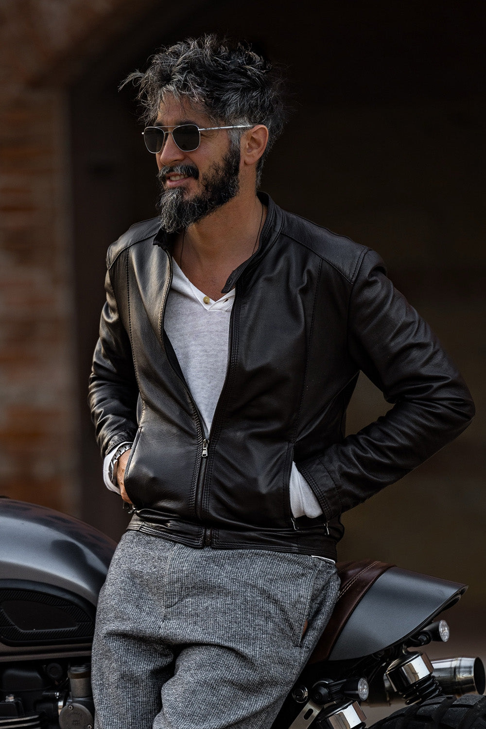 Massi Jacket Dark Brown man Barone firenze - 5