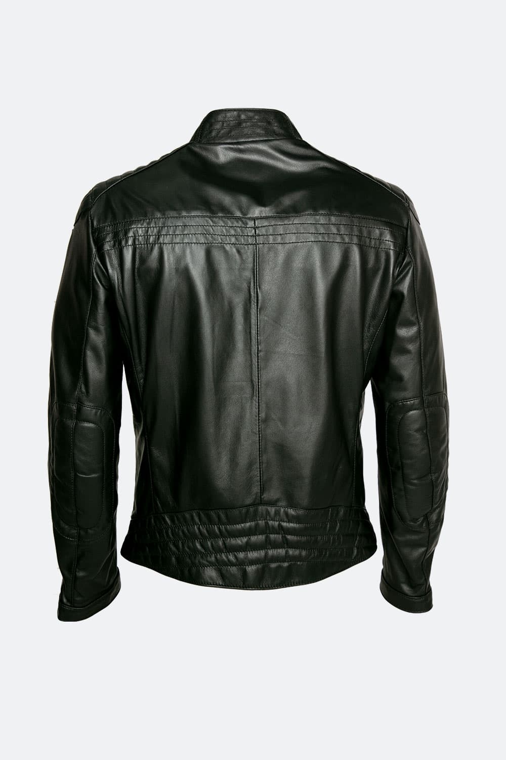 Michele Black Leather Jacket with Stitching man Barone firenze - 11