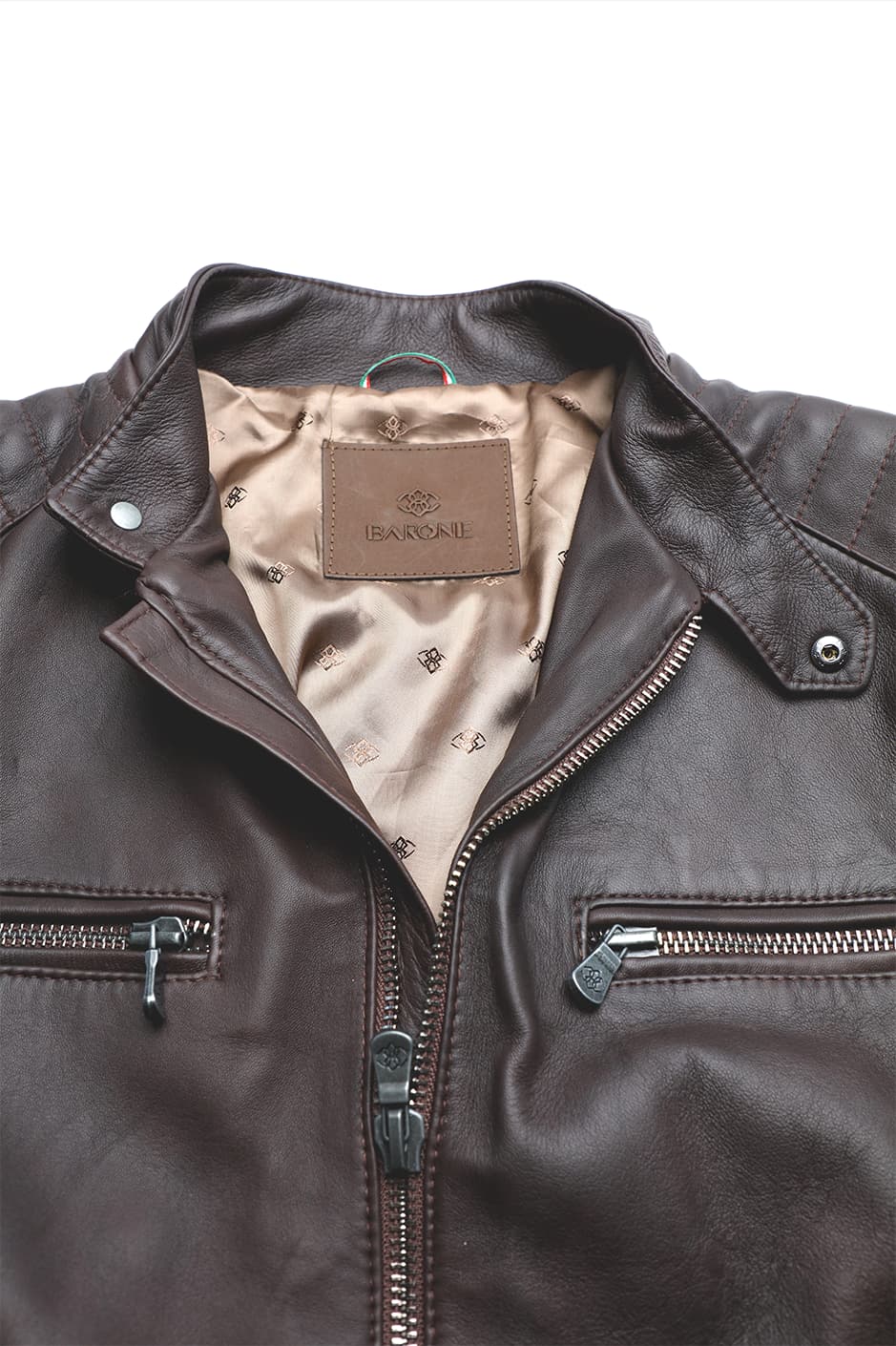 Michele Leather Jacket with Stitching man Barone firenze - 9
