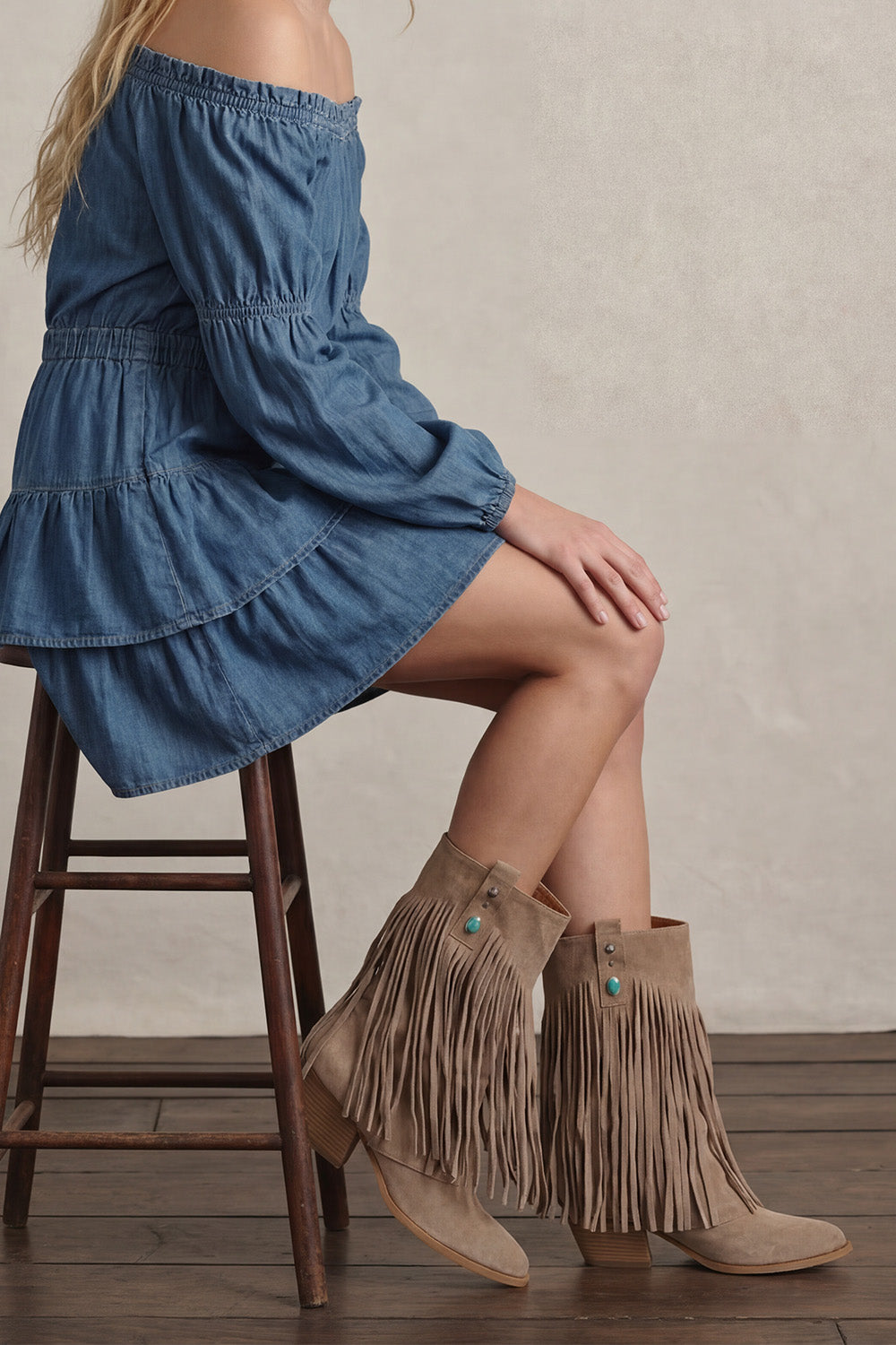 Nomade Suede Boots in Beige woman Barone firenze - 2
