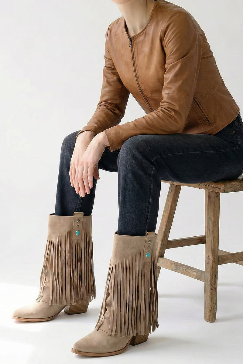 Nomade Suede Boots in Beige woman Barone firenze - 4