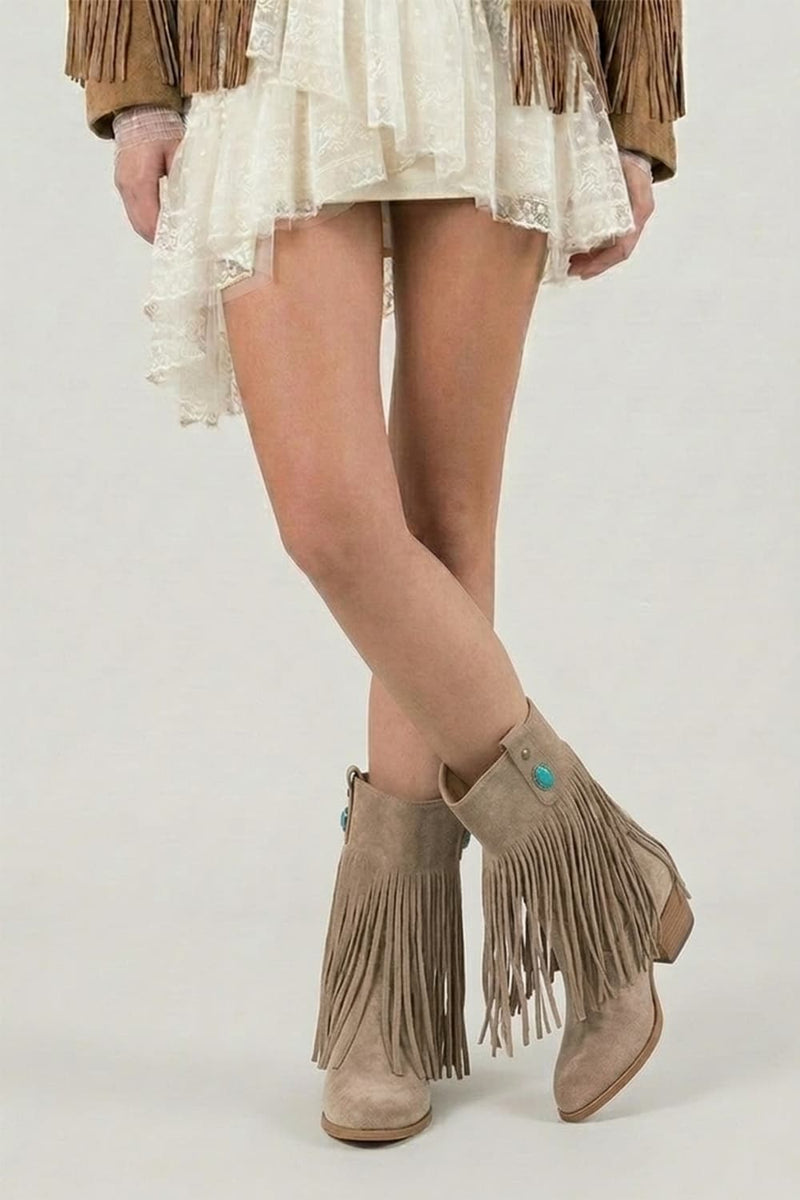 Nomade Suede Boots in Beige woman Barone firenze - 6
