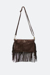 Opéra Suede Dark Brown Fringed Bag woman Barone firenze - 4