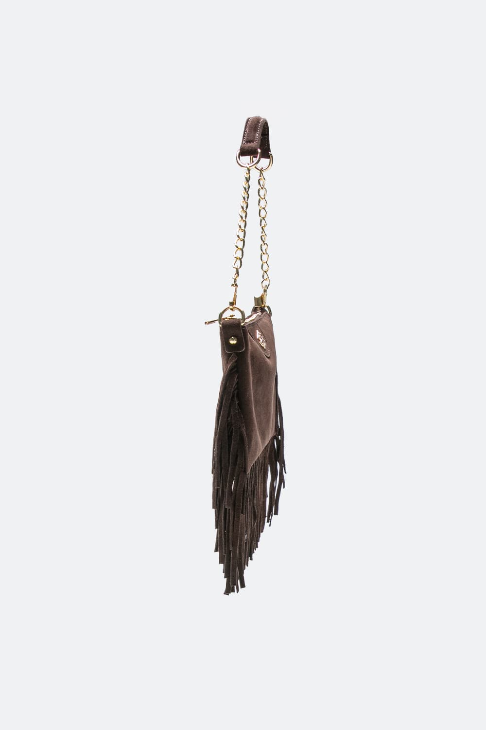 Opéra Suede Dark Brown Fringed Bag woman Barone firenze - 3