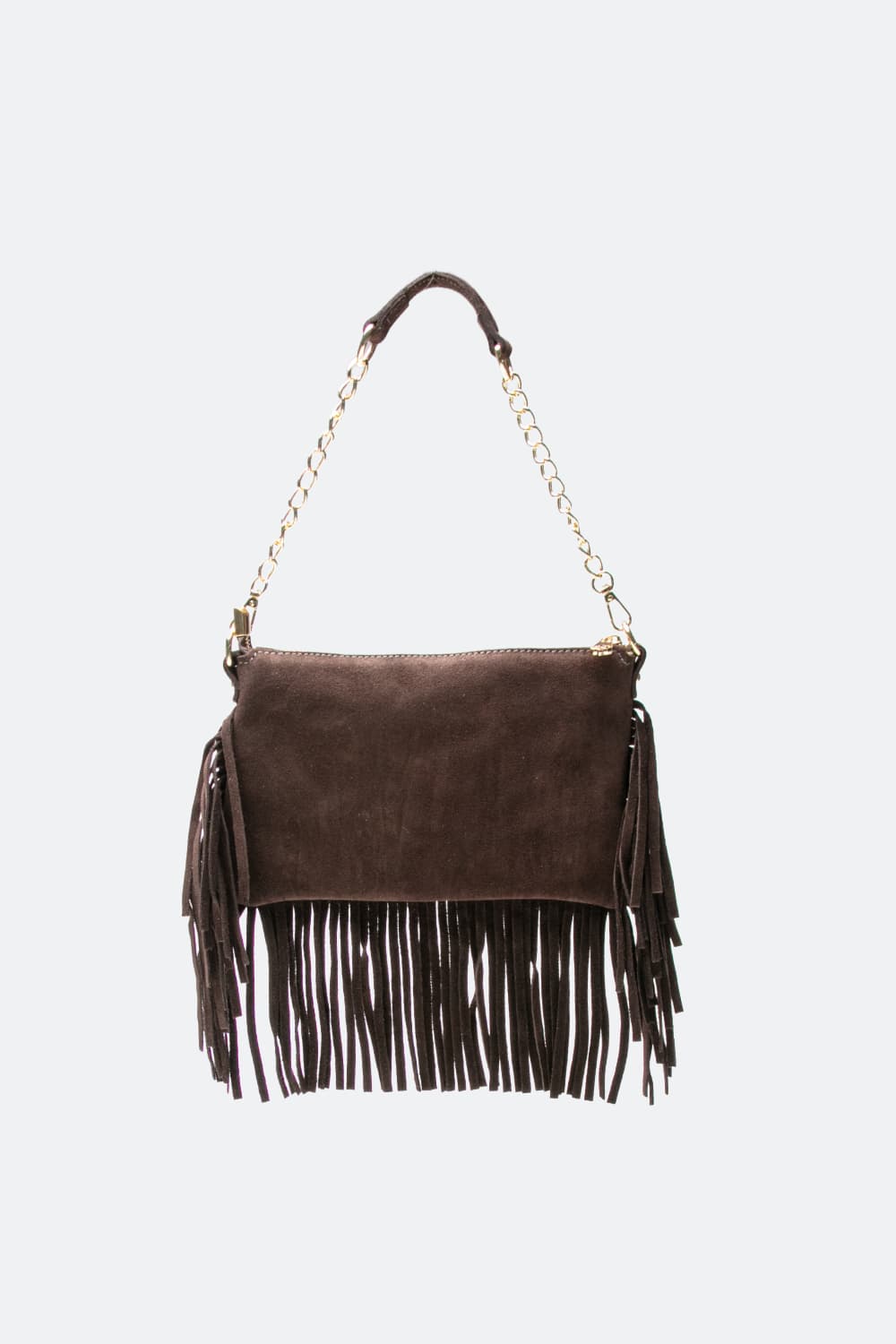 Opéra Suede Dark Brown Fringed Bag woman Barone firenze - 5