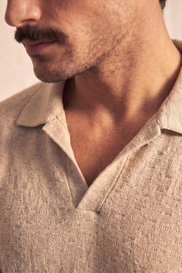 Men's Beige Polo Shirt man Barone firenze