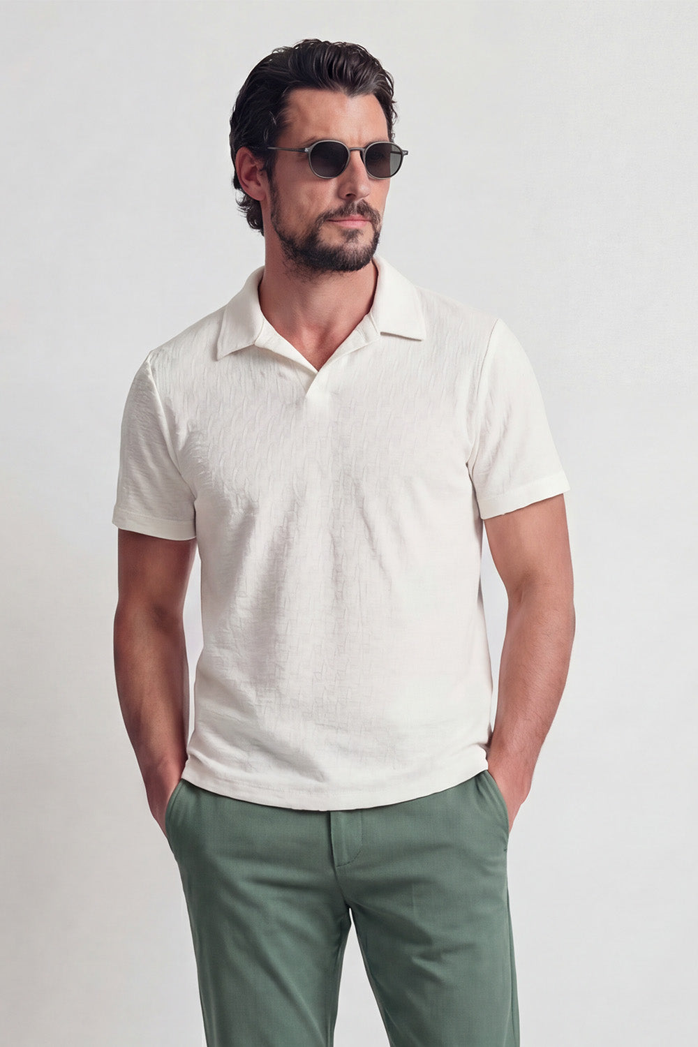 Men's White Polo Shirt man Barone firenze - 1