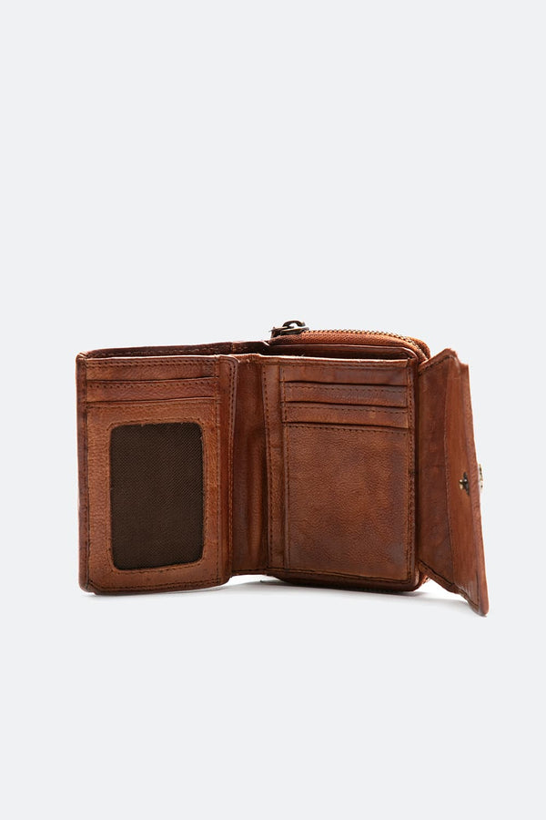 Portafoglio Intreccio Bottone e Liscio Cuoio unisex Barone firenze