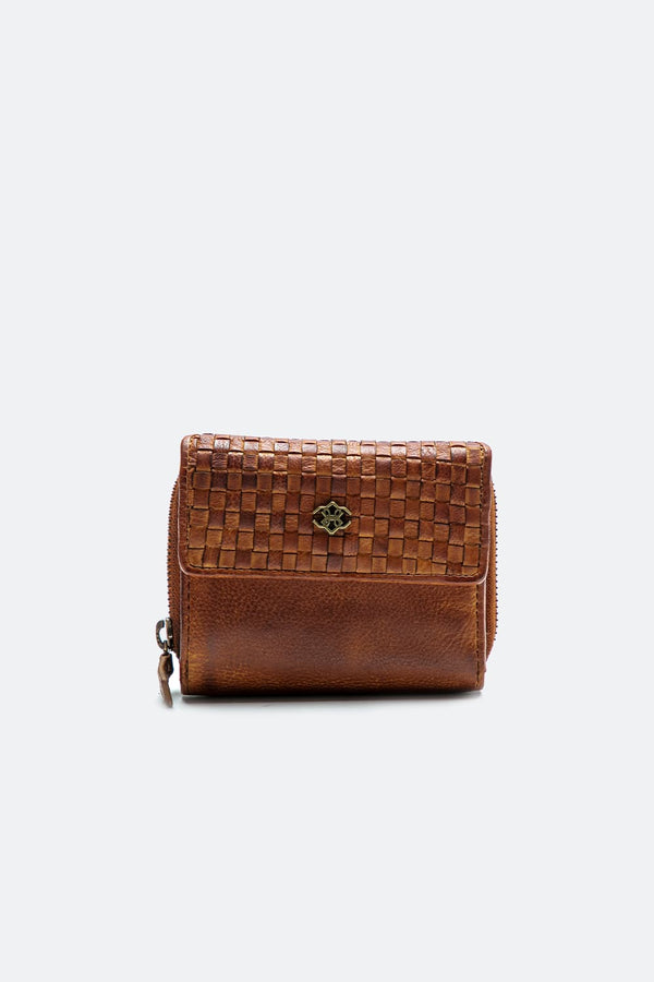 Portafoglio Intreccio Bottone e Liscio Cuoio unisex Barone firenze