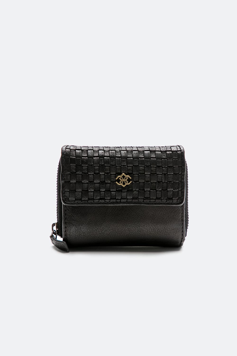 Intreccio Button and Smooth Black Wallet unisex Barone firenze - 1