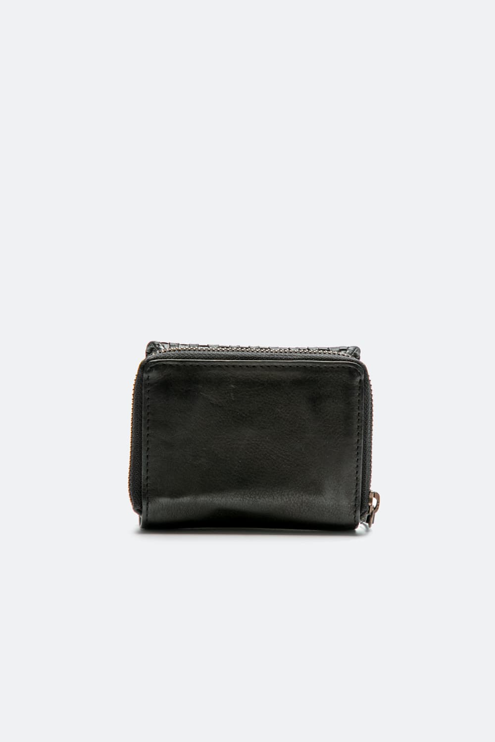 Intreccio Button and Smooth Black Wallet unisex Barone firenze - 3