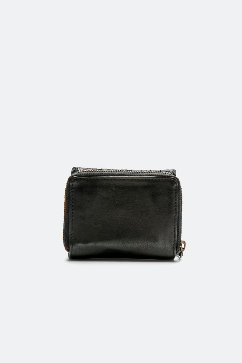 Intreccio Button and Smooth Black Wallet unisex Barone firenze - 3