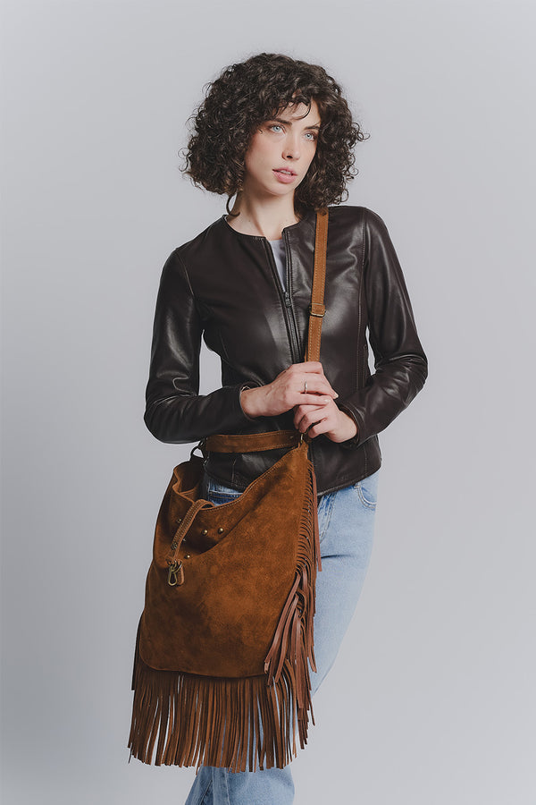 Prato Suede in Leather Tan woman Barone firenze