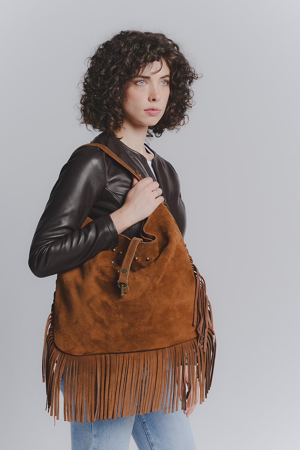 Prato Suede in Leather Tan woman Barone firenze - 4