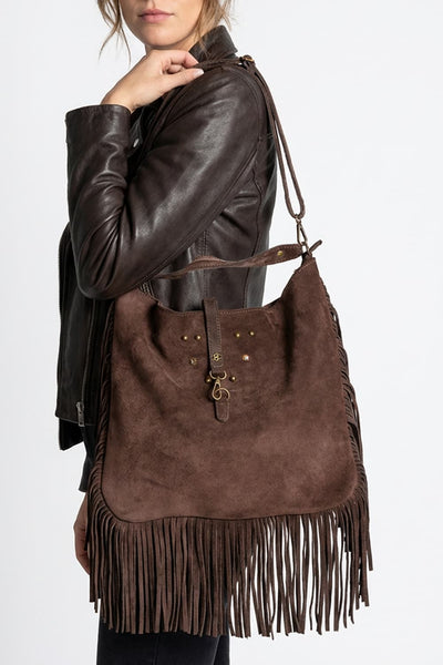 Prato Suede in Leather Dark Brown