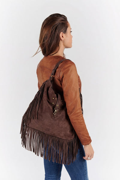 Prato Suede in Leather Dark Brown