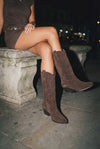 Dante Suede Cowboy Boots in Dark Brown woman Barone firenze - 11