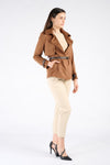 Short Alcantara Trench Coat in Tan woman Barone firenze - 4