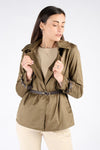 Short Alcantara Trench Coat in Green woman Barone firenze - 3