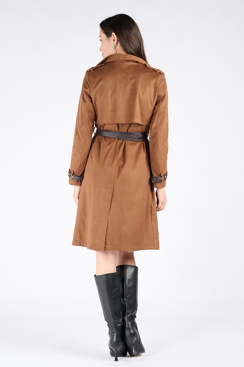 Alcantara Trench Coat in Tan woman Barone firenze - 4