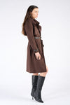 Alcantara Trench Coat in Dark Brown woman Barone firenze - 3
