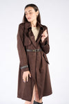 Alcantara Trench Coat in Dark Brown woman Barone firenze - 1