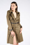 Alcantara Trench Coat in Green woman Barone firenze - 1