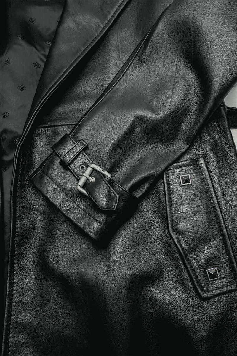 Studded Trench Coat in Black woman Barone firenze - 8