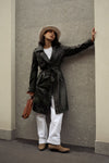 Green Studded Trench Coat woman Barone firenze - 4