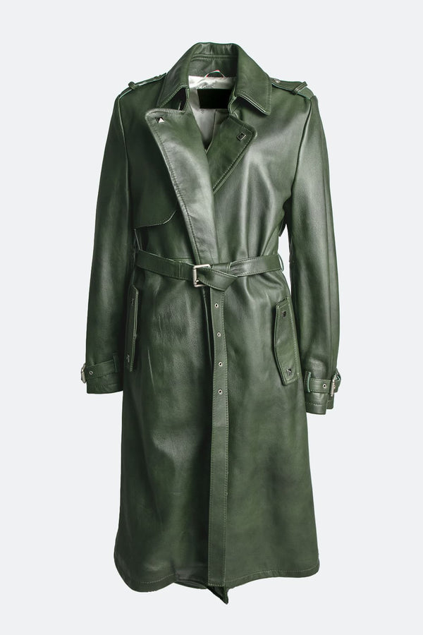 Green Studded Trench Coat donna Barone firenze