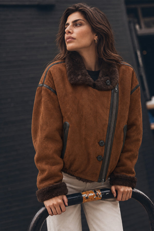 Viktoria Shearling Style Cuoio/Cioccolato woman Barone firenze