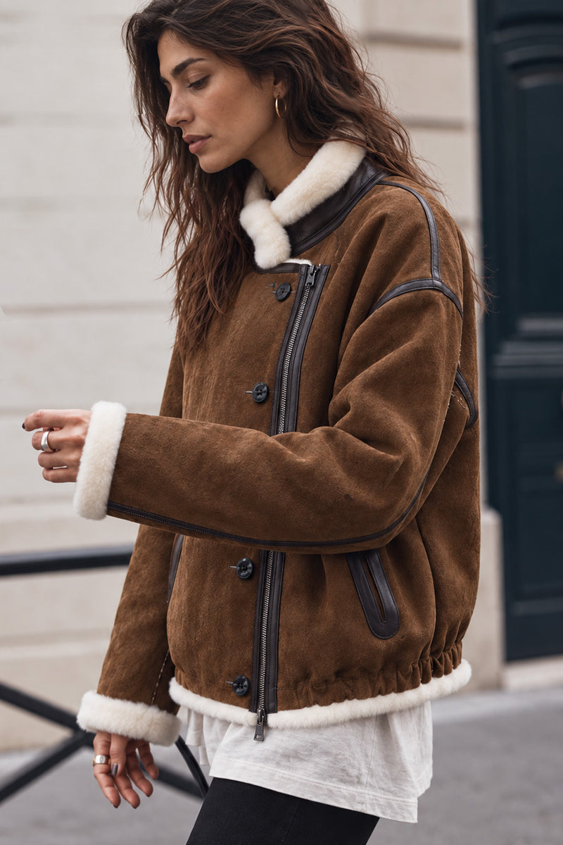 Viktoria Shearling Style Tabacco/Crema woman Barone firenze - 1