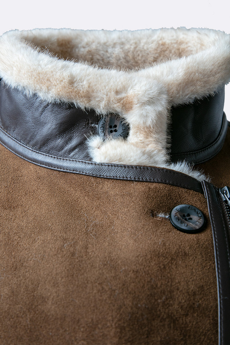 Viktoria Shearling Style Tabacco/Crema woman Barone firenze - 7