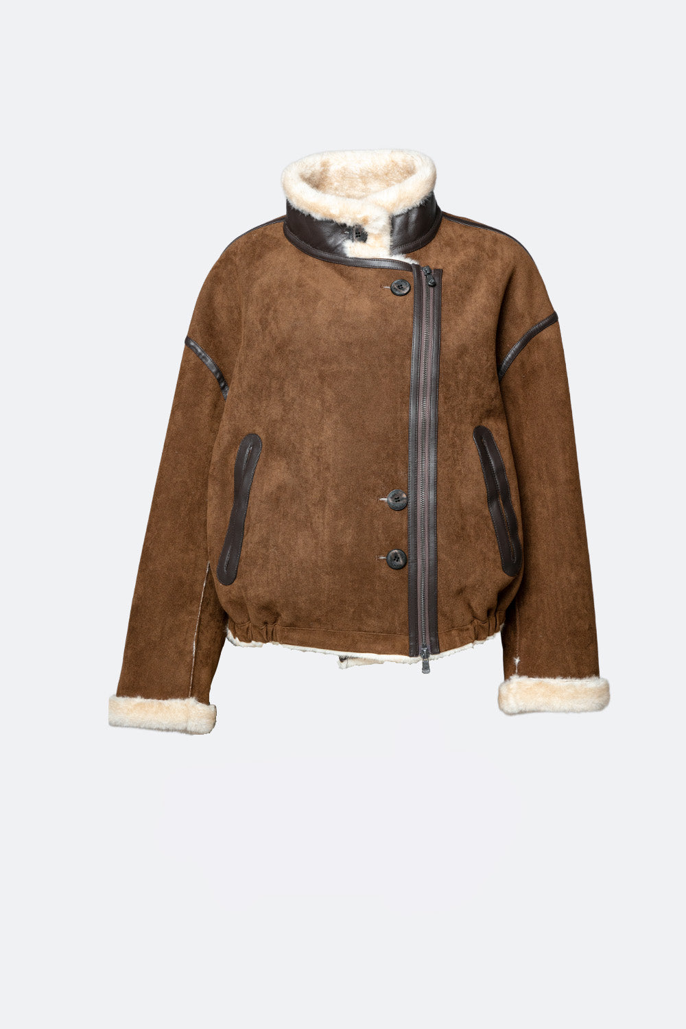 Viktoria Shearling Style Tabacco/Crema woman Barone firenze - 2
