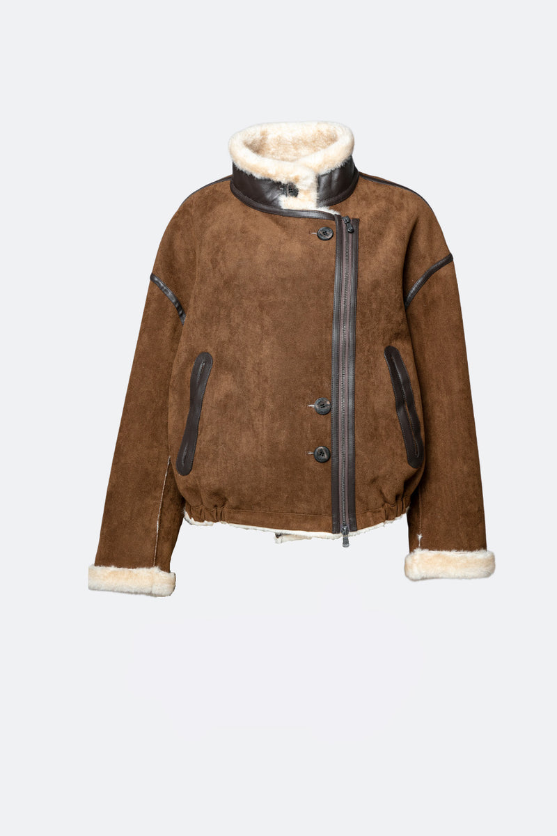 Viktoria Shearling Style Tabacco/Crema woman Barone firenze - 2