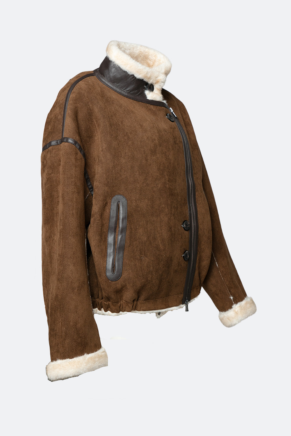 Viktoria Shearling Style Tabacco/Crema woman Barone firenze - 4
