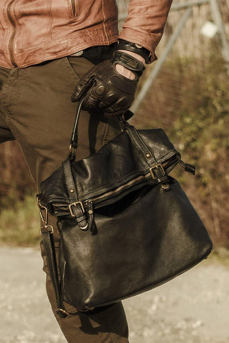 BRN - 050 Backpack in Black unisex Barone firenze - 2