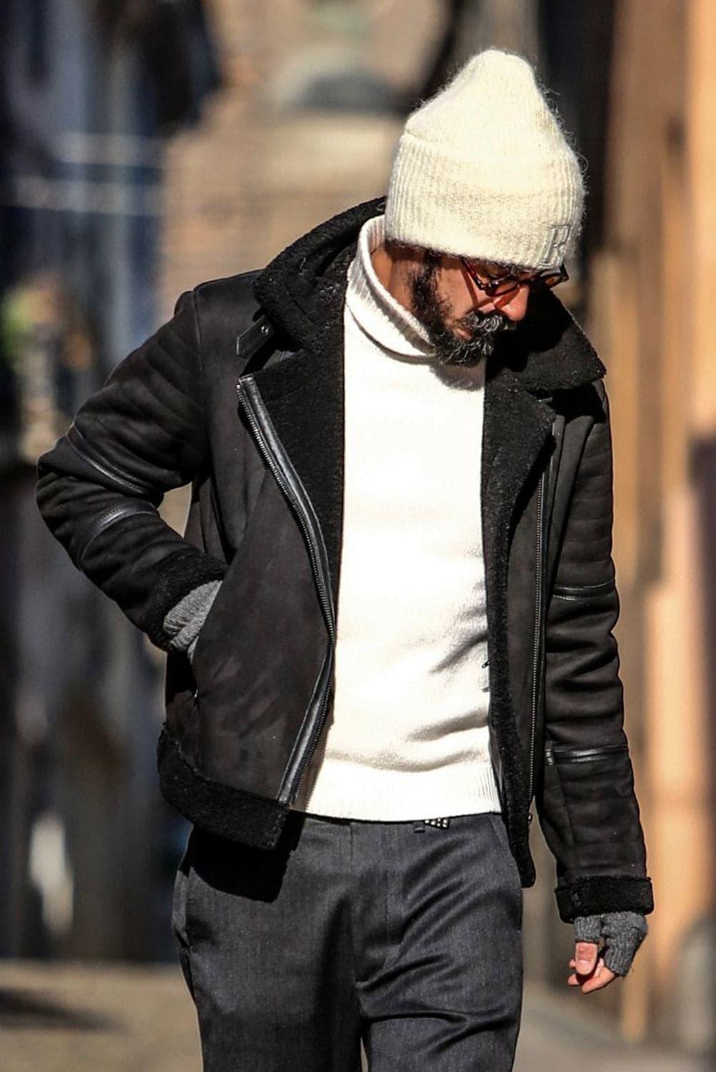 Chiodo Shearling Style Black unisex Barone firenze - 3