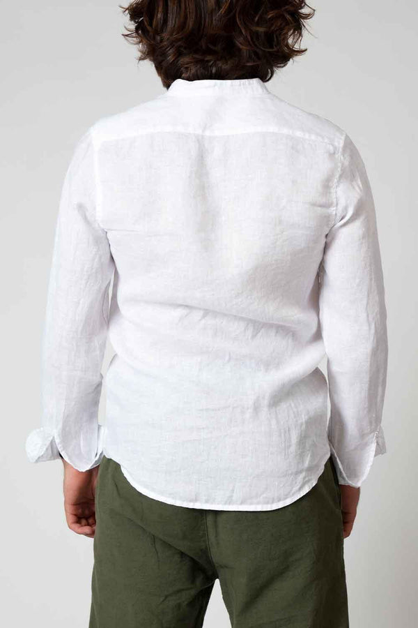 Korean Collar Linen Shirt man Barone firenze