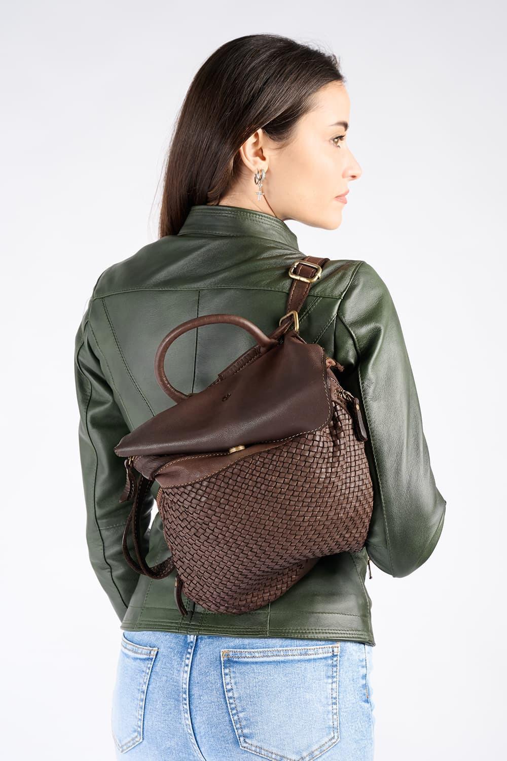 Pisa Dark Brown Backpack woman Barone firenze - 2