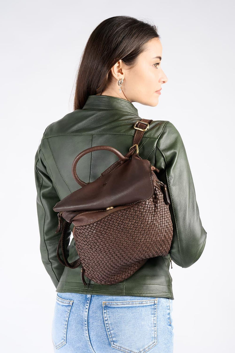 Pisa Dark Brown Backpack woman Barone firenze - 2