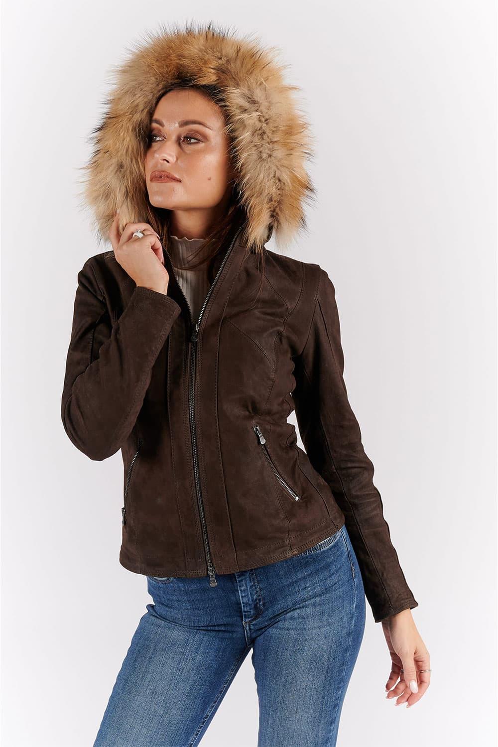 Sofia Oleato with Hood Fur Dark Brown woman Barone firenze - 8