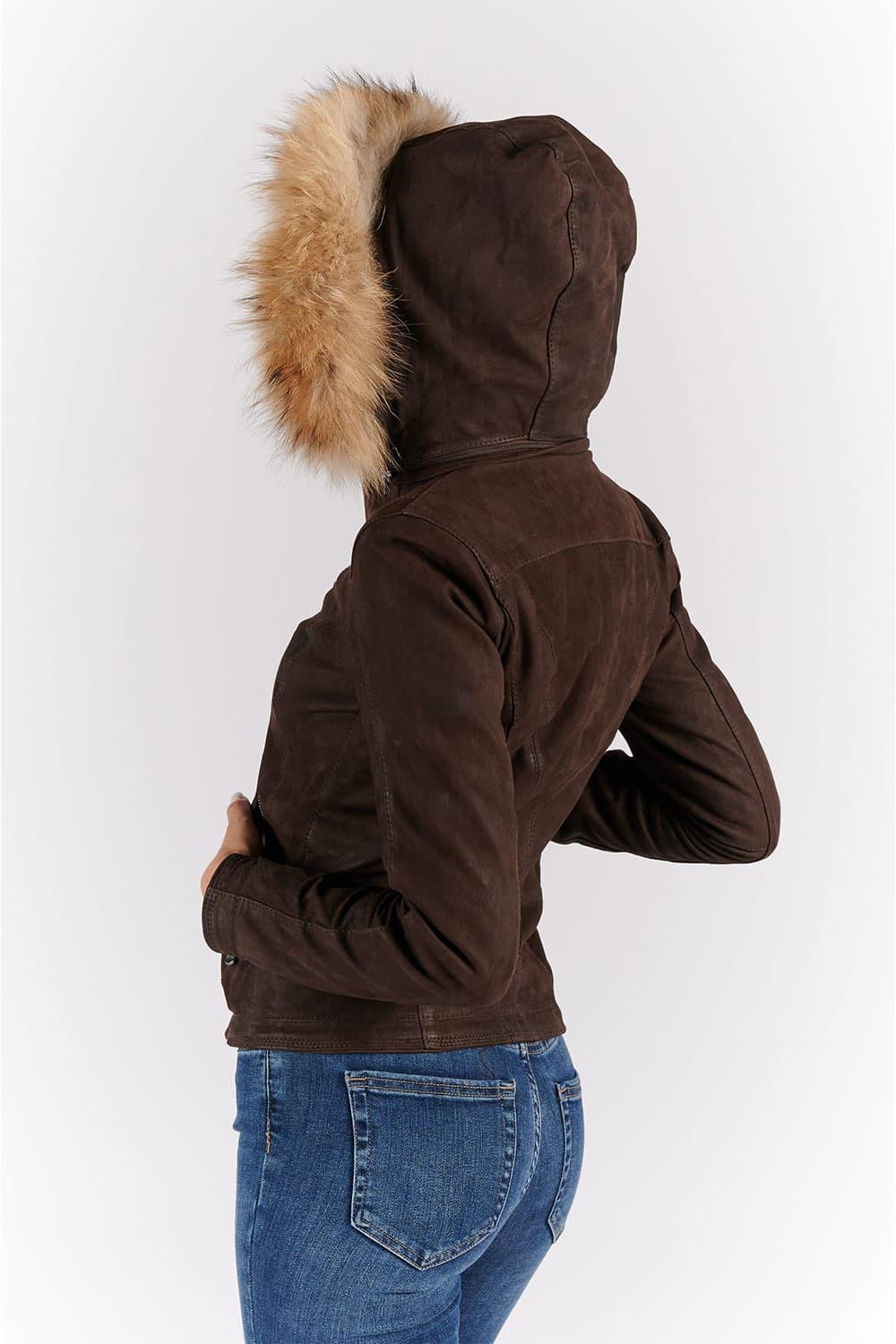 Sofia Oleato with Hood Fur Dark Brown woman Barone firenze - 9